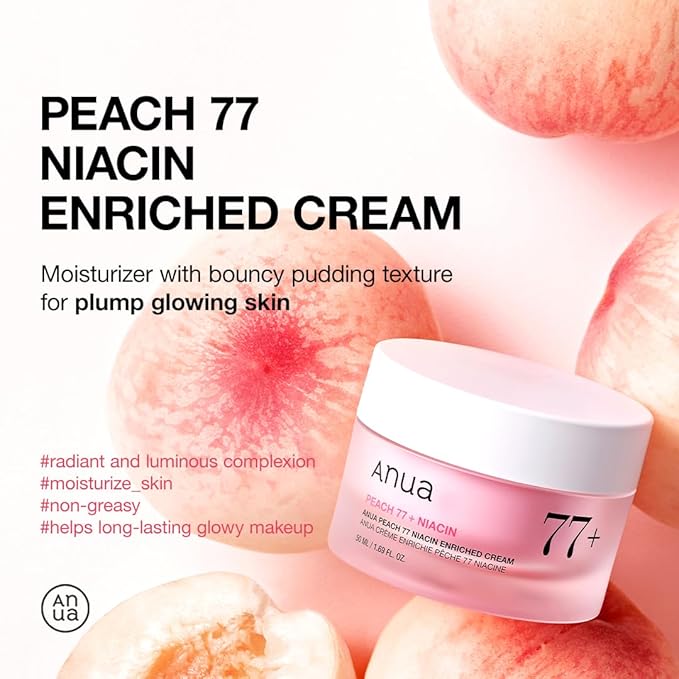 ANUA Peach Niacinamide Cream, Face Moisturiser for Dry Skin with Vitamin B12 50ml